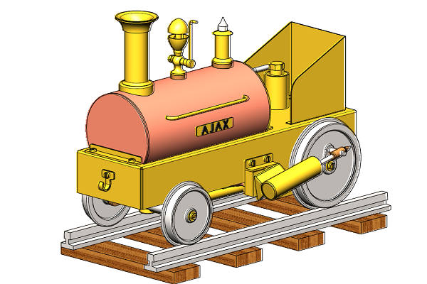 45mm轨距（新手入门）蒸汽动小火车简单模型AJAX图纸资源下载（简单的模型）
